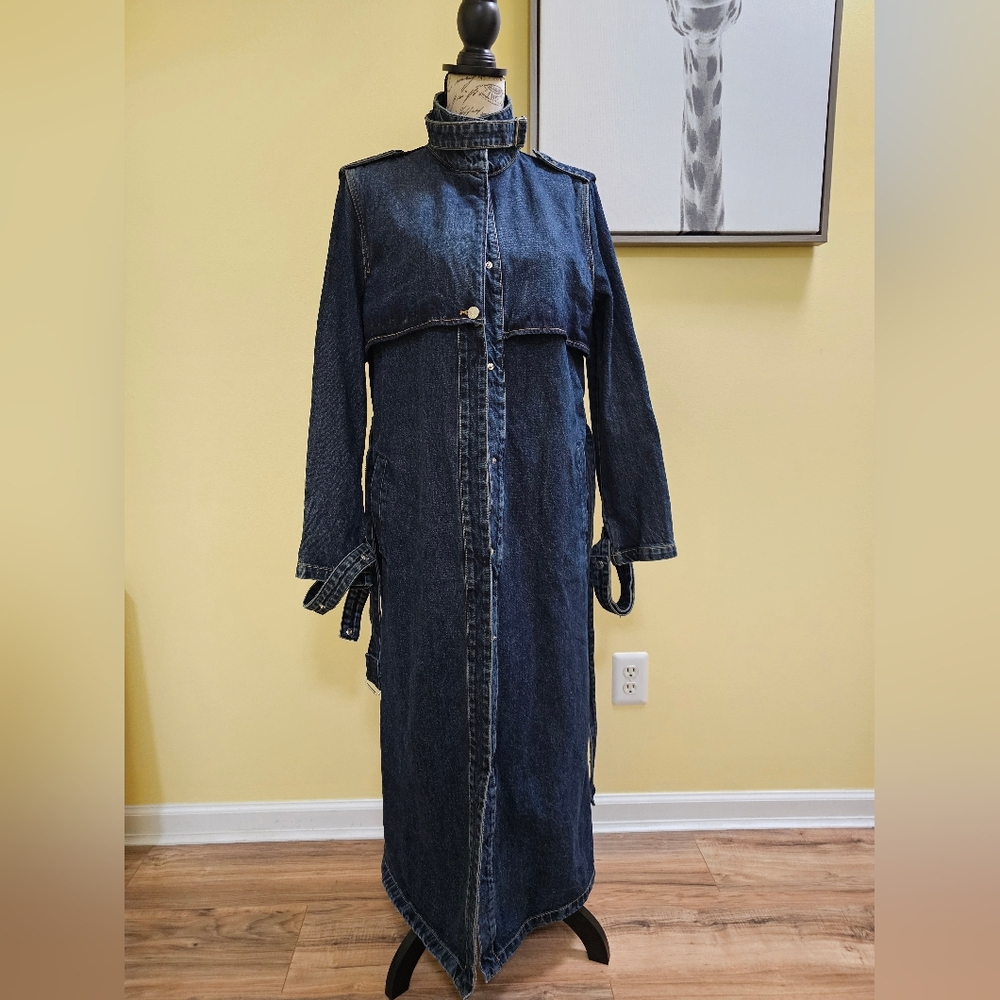 NWOT ZARA TRF DENIM TRENCH - Picture 4 of 17